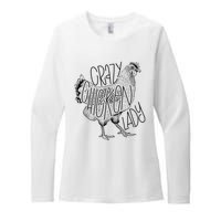 Crazy Chicken Lady Funny Farm Lady Womens CVC Long Sleeve Shirt