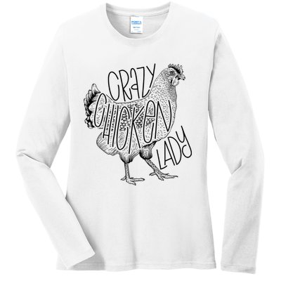 Crazy Chicken Lady Funny Farm Lady Ladies Long Sleeve Shirt