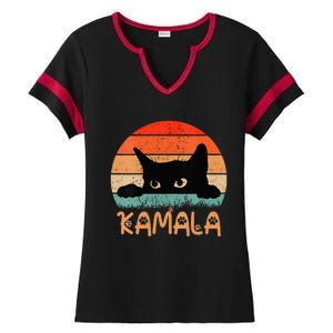 Childless Cat Ladies For Kamala Retro 2024 Ladies Halftime Notch Neck Tee