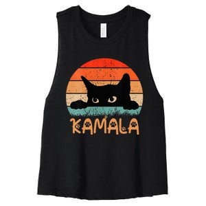 Childless Cat Ladies For Kamala Retro 2024 Women's Racerback Cropped Tank