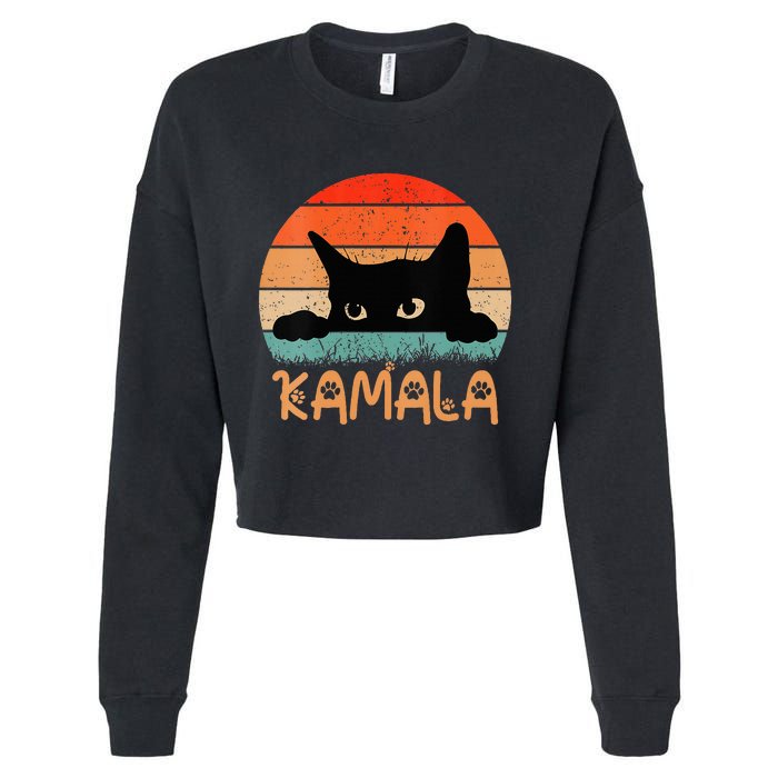 Childless Cat Ladies For Kamala Retro 2024 Cropped Pullover Crew