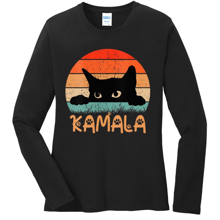 Childless Cat Ladies For Kamala Retro 2024 Ladies Long Sleeve Shirt