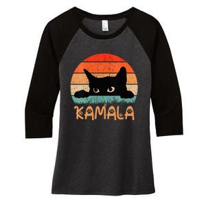 Childless Cat Ladies For Kamala Retro 2024 Women's Tri-Blend 3/4-Sleeve Raglan Shirt