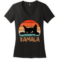 Childless Cat Ladies For Kamala Retro 2024 Women's V-Neck T-Shirt