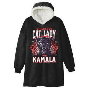 Childless Cat Lady For Kamala Harris 2024 President Election Hooded Wearable Blanket