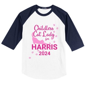 Childless Cat Lady For Harris 2024 Cat Lovers Kamala Harris 2024 Baseball Sleeve Shirt