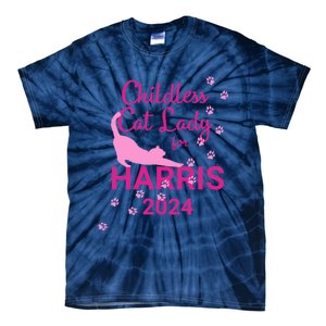 Childless Cat Lady For Harris 2024 Cat Lovers Kamala Harris 2024 Tie-Dye T-Shirt