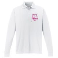 Childless Cat Lady For Harris 2024 Cat Lovers Kamala Harris 2024 Performance Long Sleeve Polo