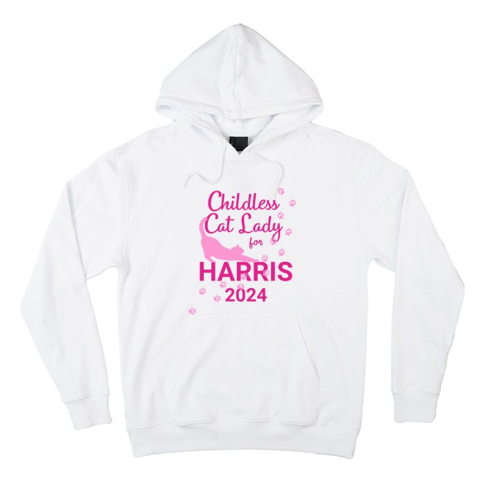 Childless Cat Lady For Harris 2024 Cat Lovers Kamala Harris 2024 Hoodie