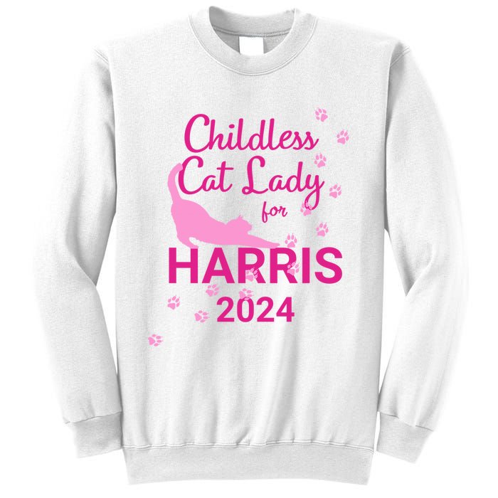 Childless Cat Lady For Harris 2024 Cat Lovers Kamala Harris 2024 Sweatshirt