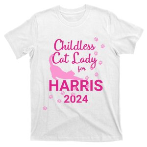 Childless Cat Lady For Harris 2024 Cat Lovers Kamala Harris 2024 T-Shirt