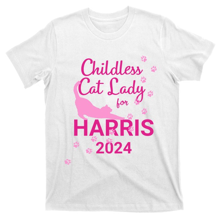 Childless Cat Lady For Harris 2024 Cat Lovers Kamala Harris 2024 T-Shirt