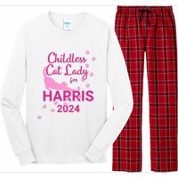 Childless Cat Lady For Harris 2024 Cat Lovers Kamala Harris 2024 Long Sleeve Pajama Set