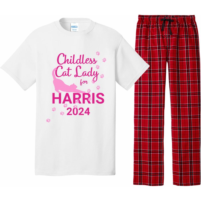 Childless Cat Lady For Harris 2024 Cat Lovers Kamala Harris 2024 Pajama Set