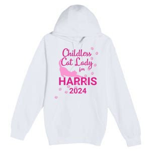 Childless Cat Lady For Harris 2024 Cat Lovers Kamala Harris 2024 Premium Pullover Hoodie