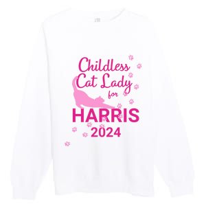 Childless Cat Lady For Harris 2024 Cat Lovers Kamala Harris 2024 Premium Crewneck Sweatshirt