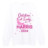 Childless Cat Lady For Harris 2024 Cat Lovers Kamala Harris 2024 Premium Crewneck Sweatshirt