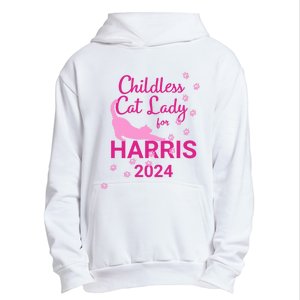 Childless Cat Lady For Harris 2024 Cat Lovers Kamala Harris 2024 Urban Pullover Hoodie