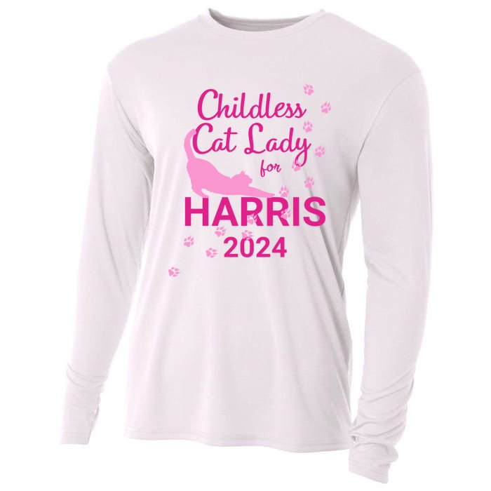 Childless Cat Lady For Harris 2024 Cat Lovers Kamala Harris 2024 Cooling Performance Long Sleeve Crew