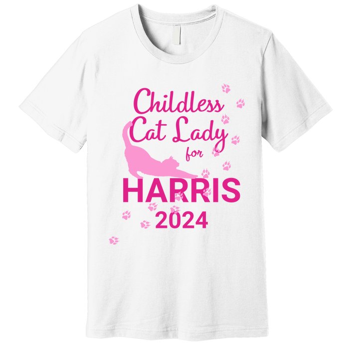 Childless Cat Lady For Harris 2024 Cat Lovers Kamala Harris 2024 Premium T-Shirt