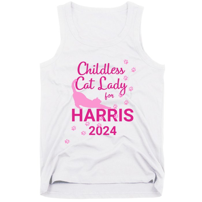 Childless Cat Lady For Harris 2024 Cat Lovers Kamala Harris 2024 Tank Top