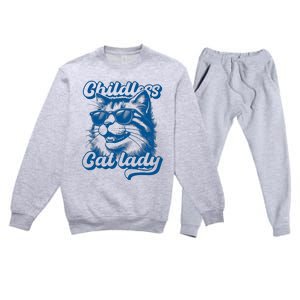 Childless Cat Ladies Against Fascism Premium Crewneck Sweatsuit Set