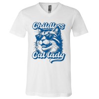 Childless Cat Ladies Against Fascism V-Neck T-Shirt