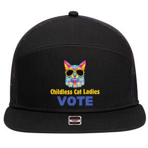 Childless Cat Ladies Voting 7 Panel Mesh Trucker Snapback Hat