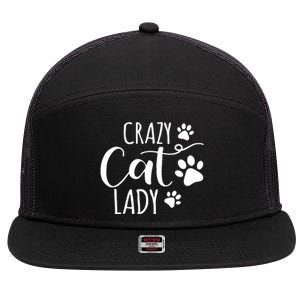 Crazy Cat Lady Funny Cat Meow For Men Women Love Cat 7 Panel Mesh Trucker Snapback Hat