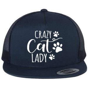 Crazy Cat Lady Funny Cat Meow For Men Women Love Cat Flat Bill Trucker Hat