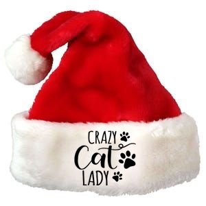 Crazy Cat Lady Funny Cat Meow For Men Women Love Cat Premium Christmas Santa Hat