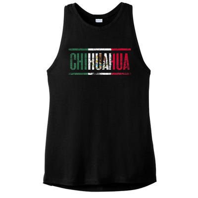 Chihuahua Con La Bandera De México Ladies PosiCharge Tri-Blend Wicking Tank