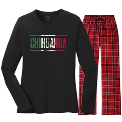 Chihuahua Con La Bandera De México Women's Long Sleeve Flannel Pajama Set 