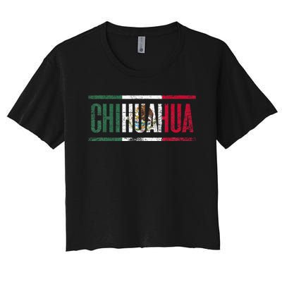 Chihuahua Con La Bandera De México Women's Crop Top Tee