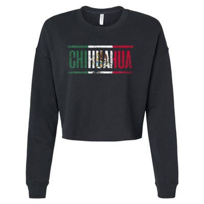 Chihuahua Con La Bandera De México Cropped Pullover Crew