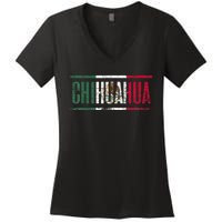 Chihuahua Con La Bandera De México Women's V-Neck T-Shirt