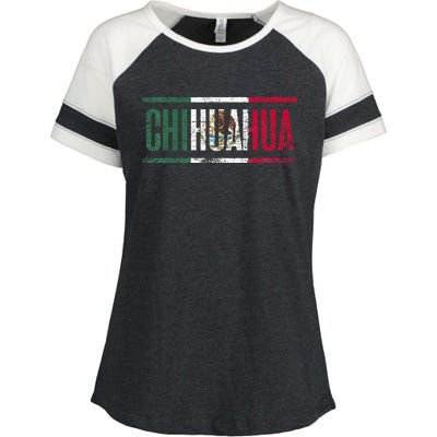 Chihuahua Con La Bandera De México Enza Ladies Jersey Colorblock Tee