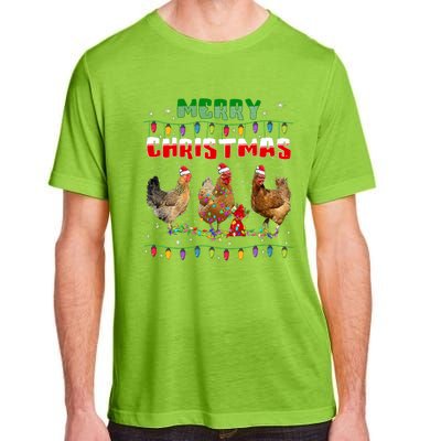 Chicken Christmas Lights Merry Xmas Chicken Adult ChromaSoft Performance T-Shirt