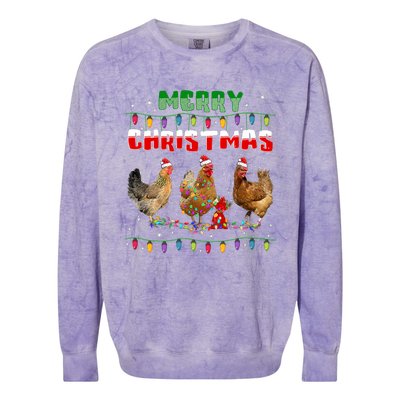 Chicken Christmas Lights Merry Xmas Chicken Colorblast Crewneck Sweatshirt