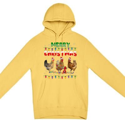 Chicken Christmas Lights Merry Xmas Chicken Premium Pullover Hoodie