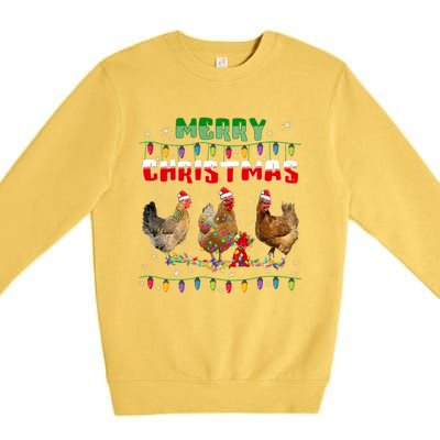 Chicken Christmas Lights Merry Xmas Chicken Premium Crewneck Sweatshirt