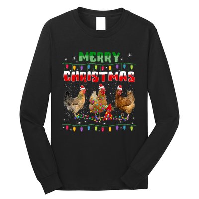 Chicken Christmas Lights Merry Xmas Chicken Long Sleeve Shirt