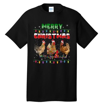 Chicken Christmas Lights Merry Xmas Chicken Tall T-Shirt