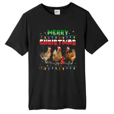 Chicken Christmas Lights Merry Xmas Chicken Tall Fusion ChromaSoft Performance T-Shirt