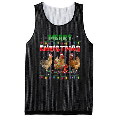 Chicken Christmas Lights Merry Xmas Chicken Mesh Reversible Basketball Jersey Tank