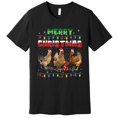 Chicken Christmas Lights Merry Xmas Chicken Premium T-Shirt