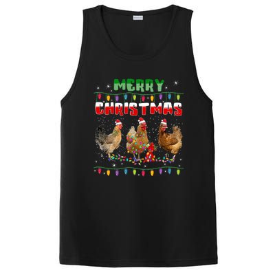 Chicken Christmas Lights Merry Xmas Chicken PosiCharge Competitor Tank