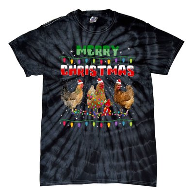 Chicken Christmas Lights Merry Xmas Chicken Tie-Dye T-Shirt