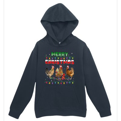 Chicken Christmas Lights Merry Xmas Chicken Urban Pullover Hoodie