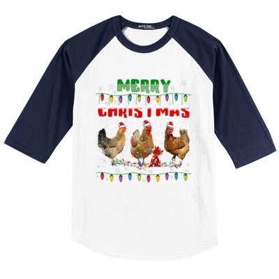 Chicken Christmas Lights Merry Xmas Chicken Baseball Sleeve Shirt